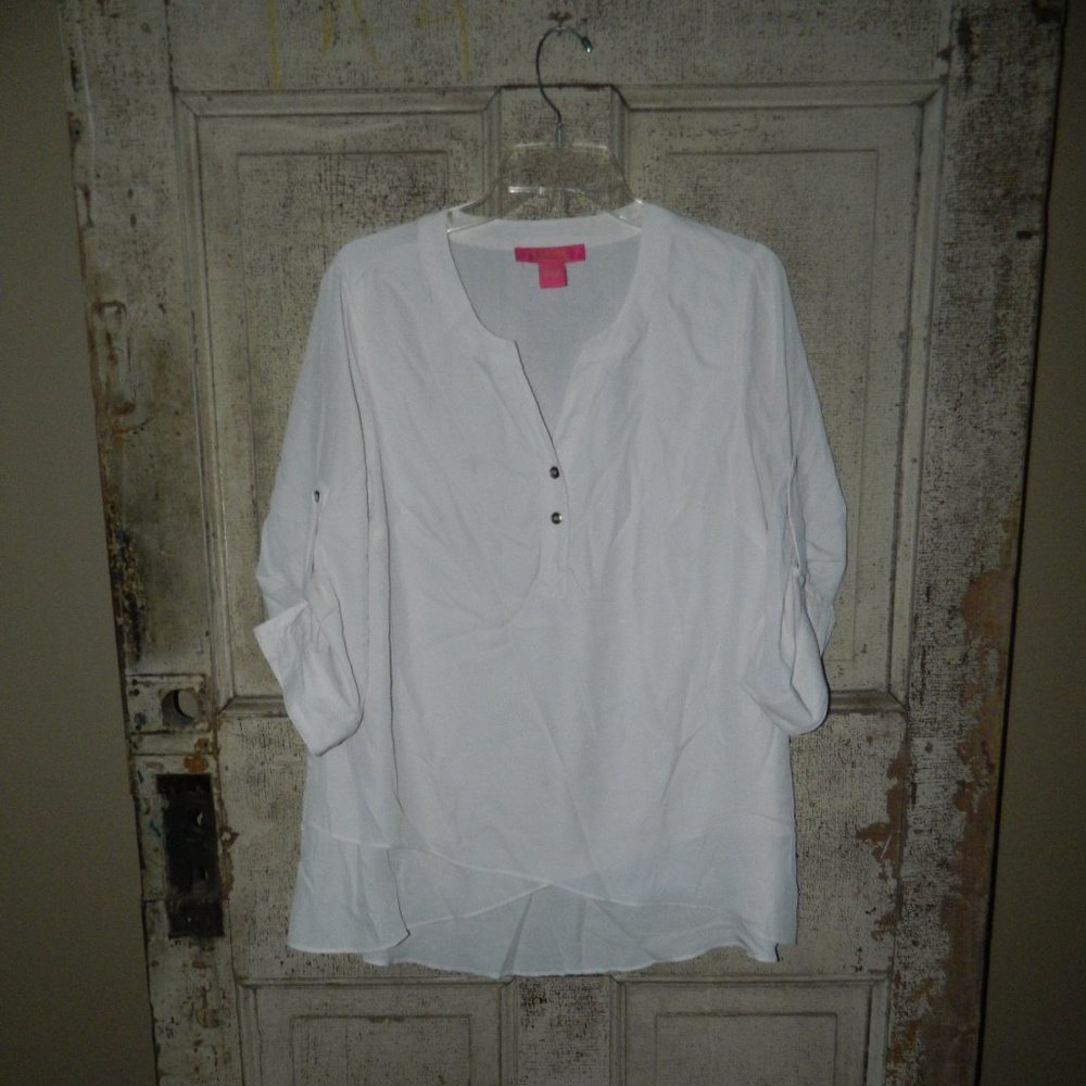 Catherine Malandrino Cream High Low Blouse Size L  (C-5)